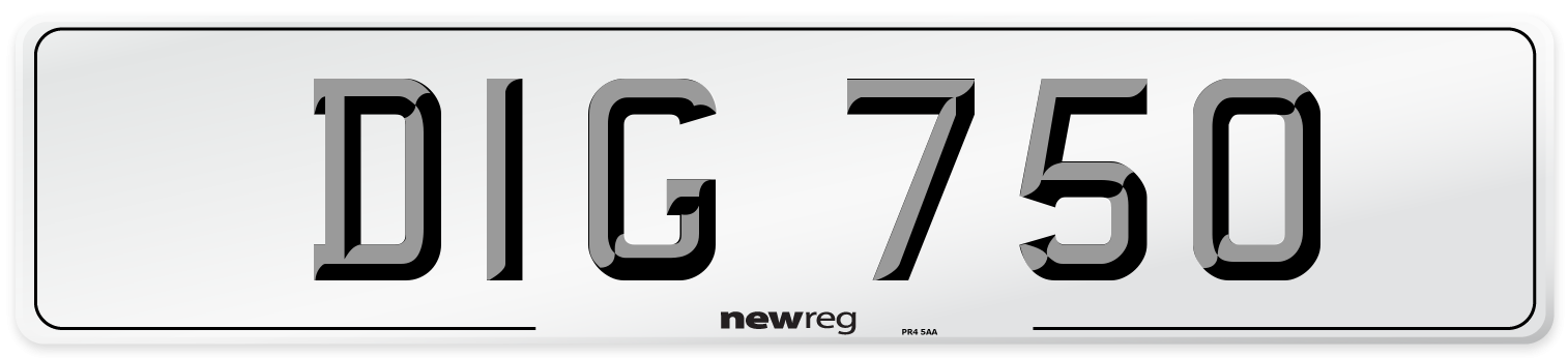 DIG 750 Number Plate from New Reg